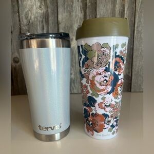 2 travel mugs hit/cold Tervis & Vera Bradley pre owned good